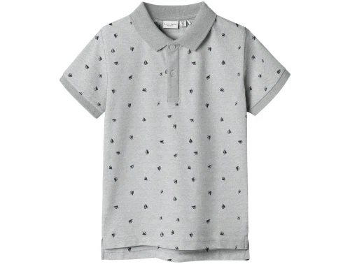 Name It polo t-shirt lys grå meleret med båd print